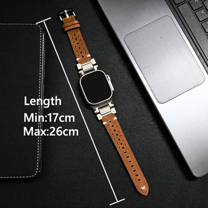 Classic Genuine Leather Apple Watch Band with Metal Buckle