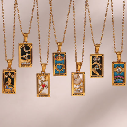 Colorful Gold Tarot Cards Necklaces