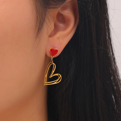 Blaire Earrings with Red Heart Set